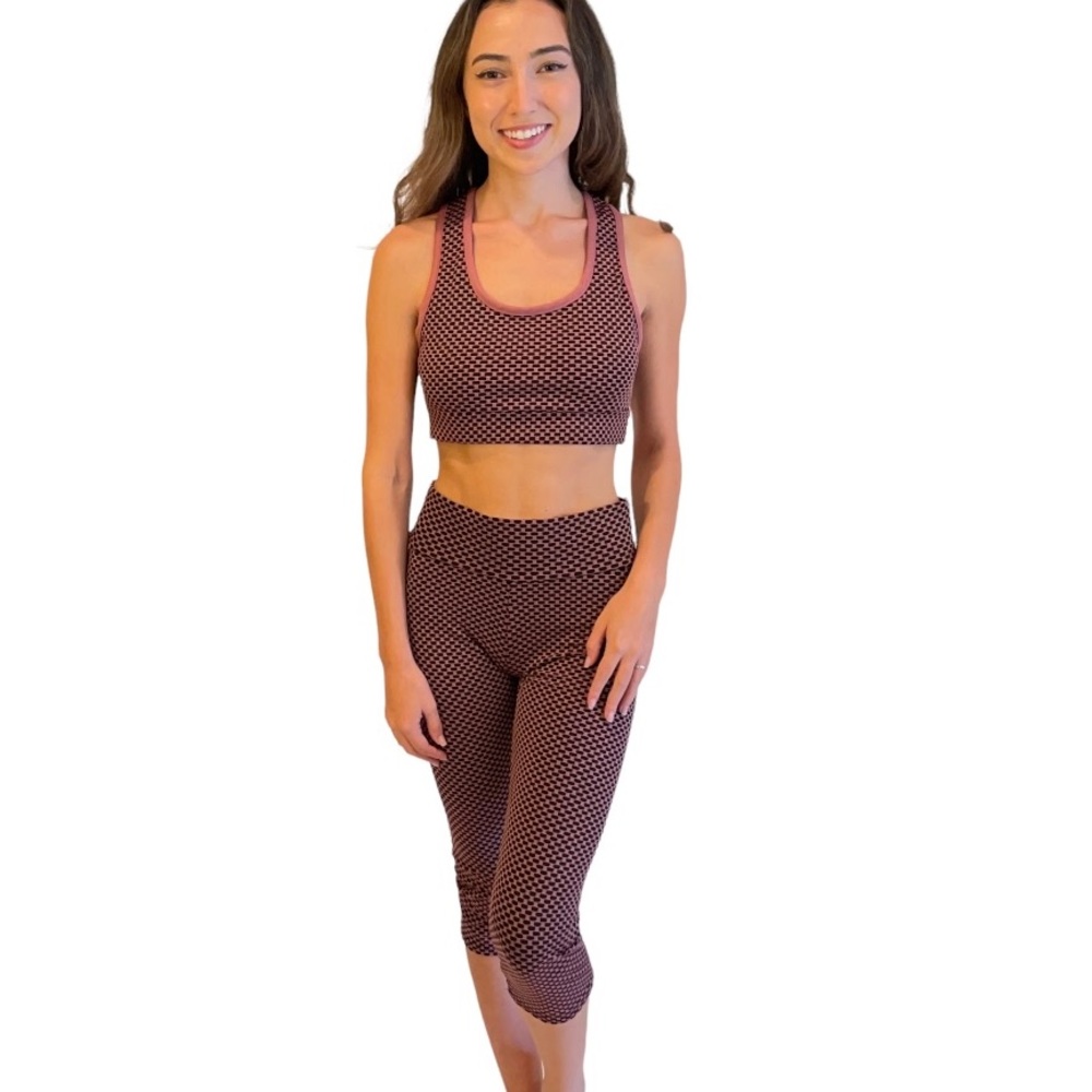 Active 2 piece set in Mauve & Black Pattern